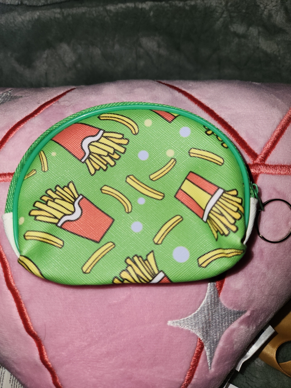 Kids Green French Fry Print Coin Pouch